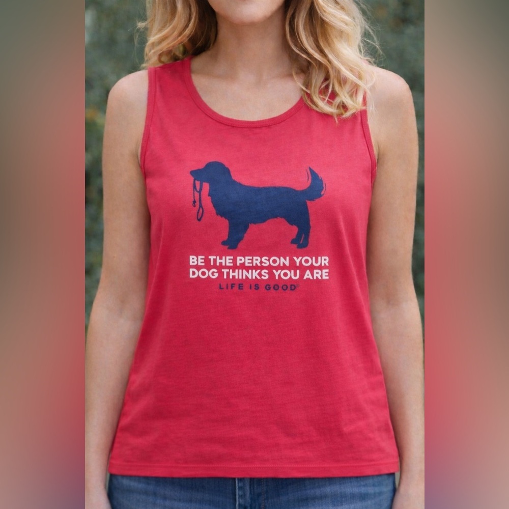 Life is Good Red Dog Graphic Tank Top